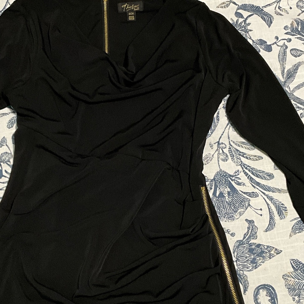 Thalia Sodi Black Dress with Gold Accents